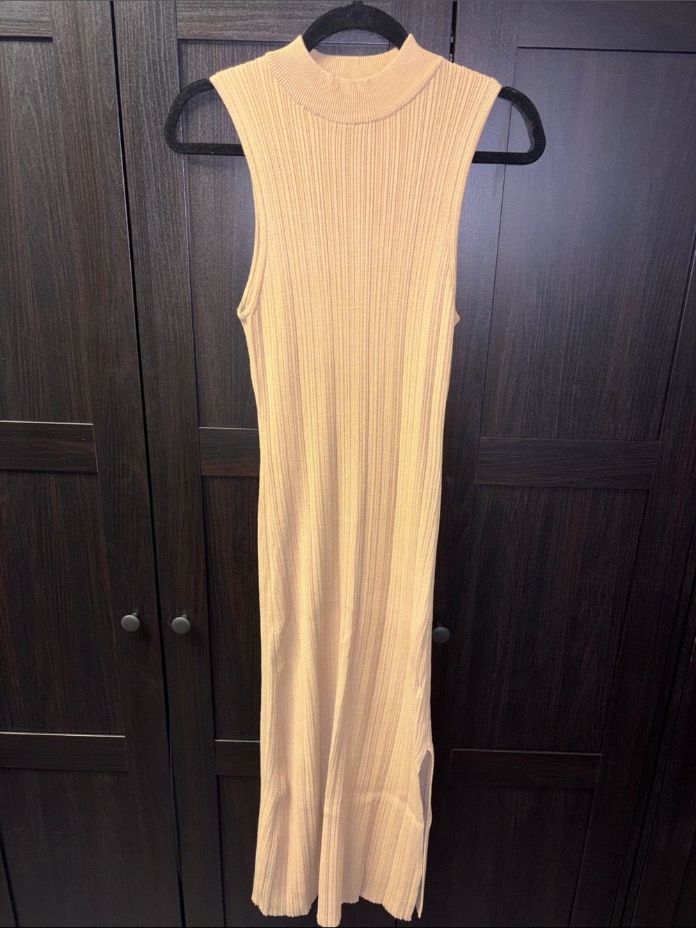 WAYF (size M) Beige Ribbed Sleeveless Knit Dress
